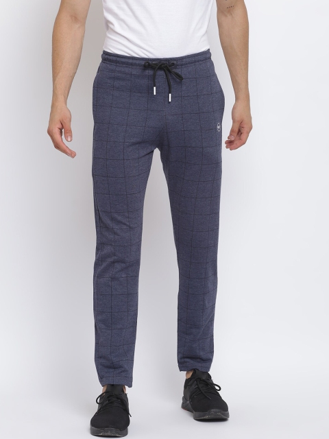 

MKH Men Blue Checked Track Pants