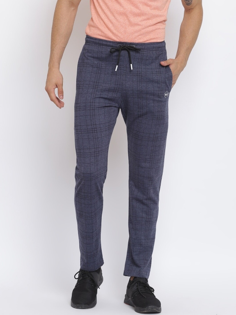 

MKH Men Blue Checked Track Pants