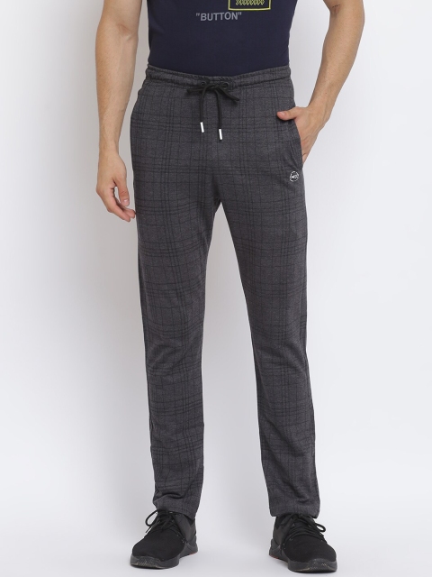 

MKH Men Chracoal Grey Checked Track Pants, Charcoal