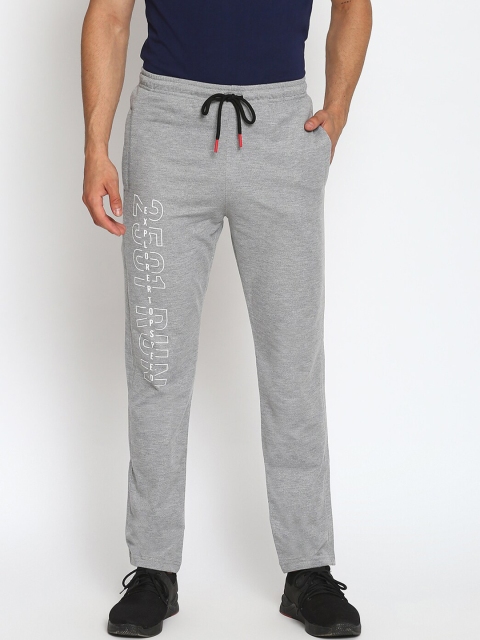 

MKH Men Grey Melange & White Printed Track Pants