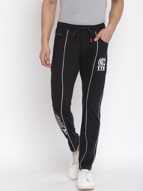 

MKH Men Black & White Solid Track Pants