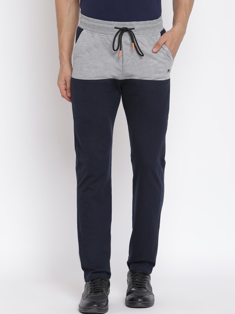 

MKH Men Navy Blue Colourblocked Cotton Track Pants