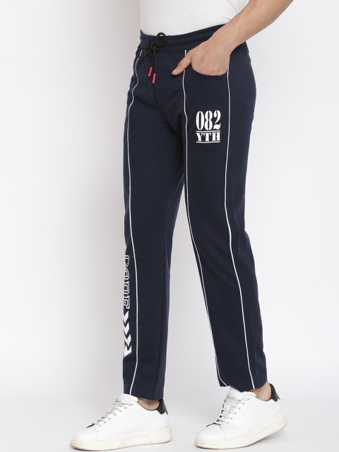 

MKH Men Navy Blue Printed Track Pants