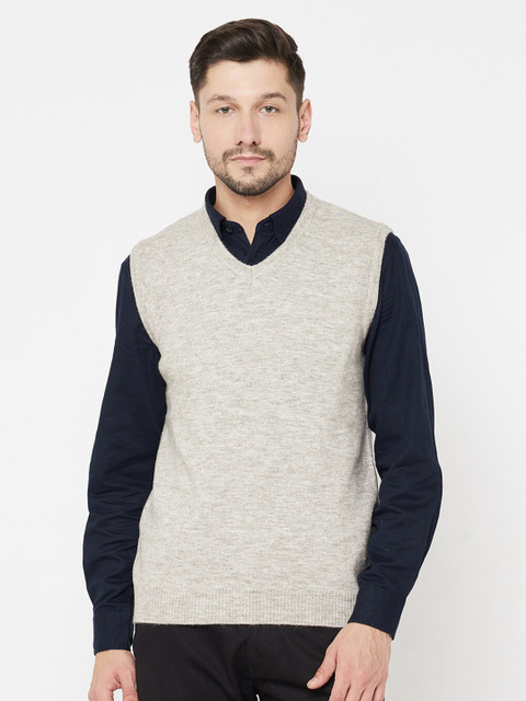 

METTLE Men Beige Sweater Vest