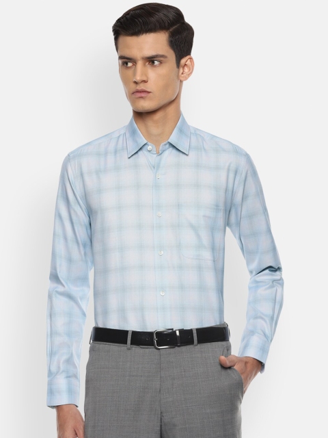 

Luxure by Louis Philippe Men Blue Checked Cotton Formal Shirt