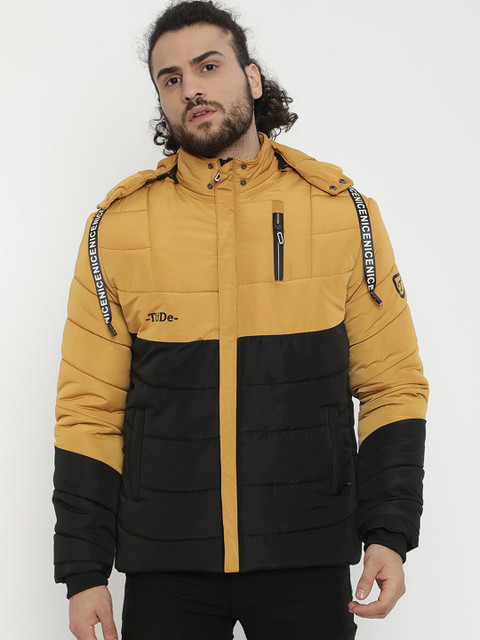 

V2 Value & Variety Men Black & Yellow Colourblocked Padded Jacket