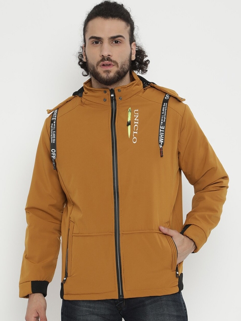 

V2 Value & Variety Men Mustard Yellow Hooded Tailored Jacket