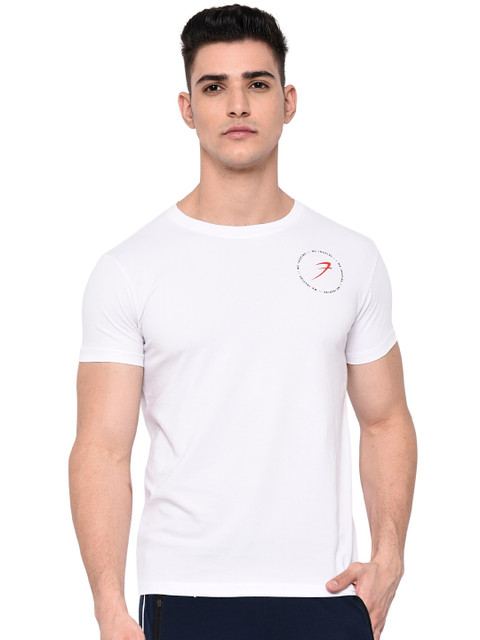

FUAARK Men White Typography Dri-FIT Training or Gym T-shirt