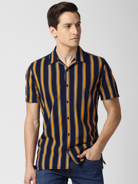 

Peter England Casuals Men Navy Blue Slim Fit Striped Casual Shirt