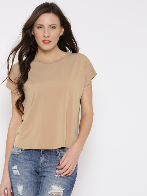 

FOREVER 21 Women Beige Solid Top
