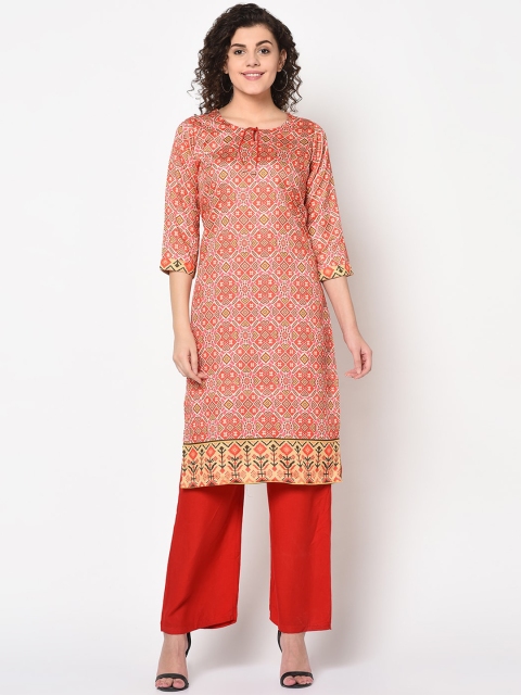 

TRUNDZ Women Orange & Yellow Ethnic Motifs Printed Kurta