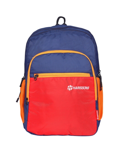 

Harissons Unisex Blue & Orange Colourblocked Backpack