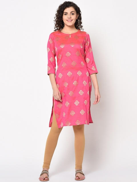 

TRUNDZ Women Pink Ethnic Motifs Keyhole Neck Kurta