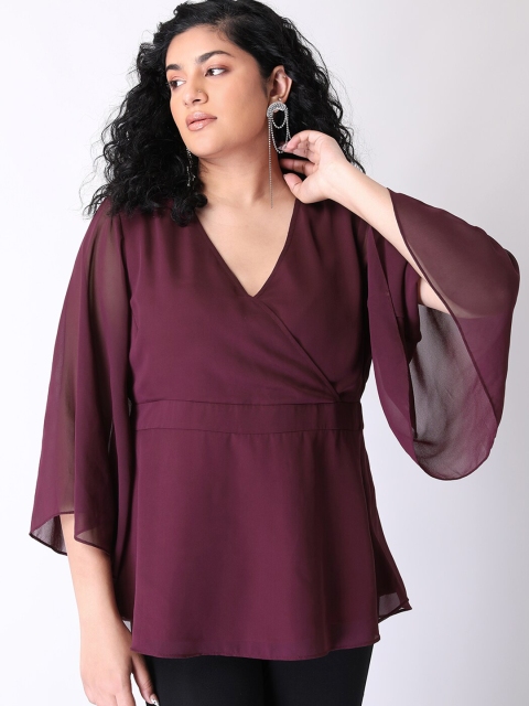 

FabAlley Curve Purple Georgette Wrap Top