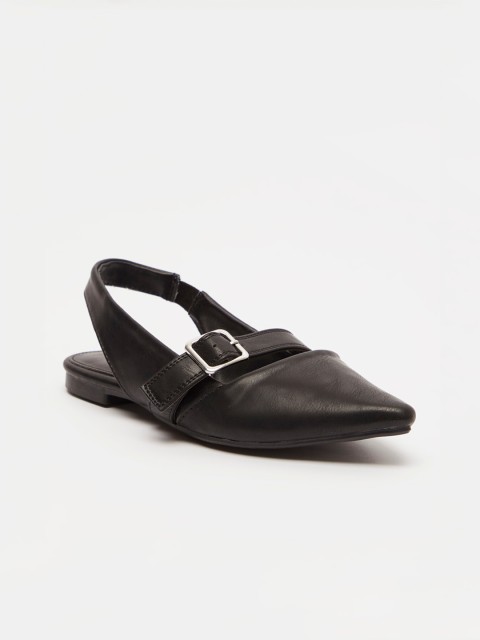 

shoexpress Women Black Ballerinas with Buckles Flats