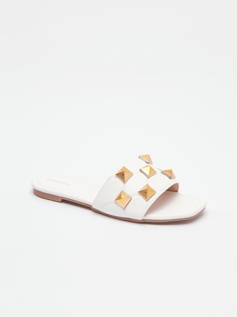 

shoexpress Women White Embellished Mules Flats