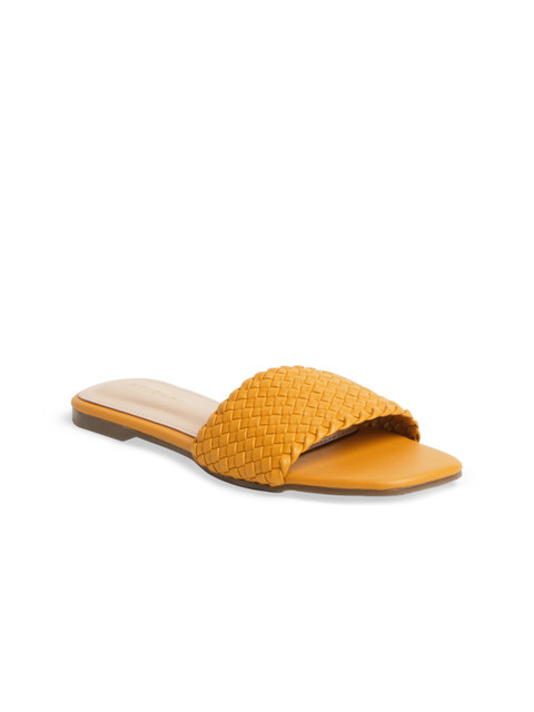 

ERIDANI Women Yellow Embellished Open Toe Flats