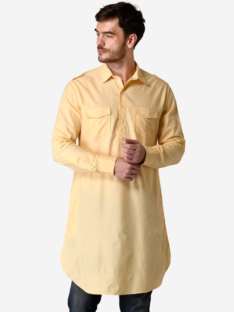 

TABARD Men Yellow Thread Work Pathani Kurta