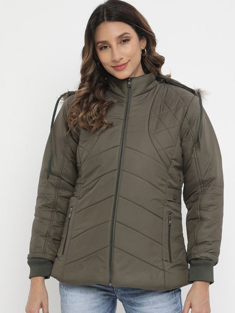 

V2 Value & Variety Women Olive Green Puffer Jacket