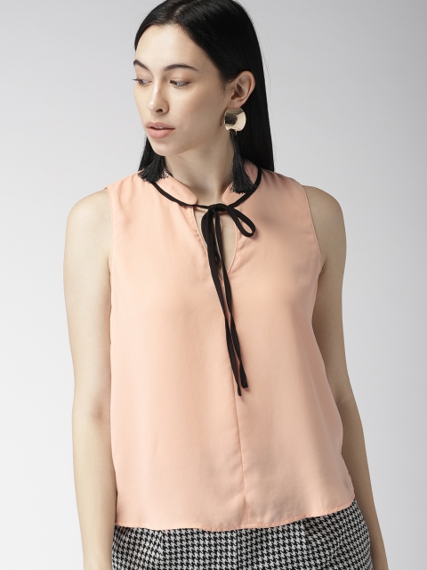 

FOREVER 21 Women Peach-Coloured Solid Top