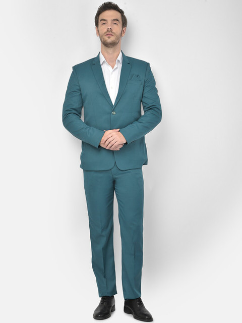 

SG RAJASAHAB Men Teal Blue Solid Single-Breasted Casual Suit