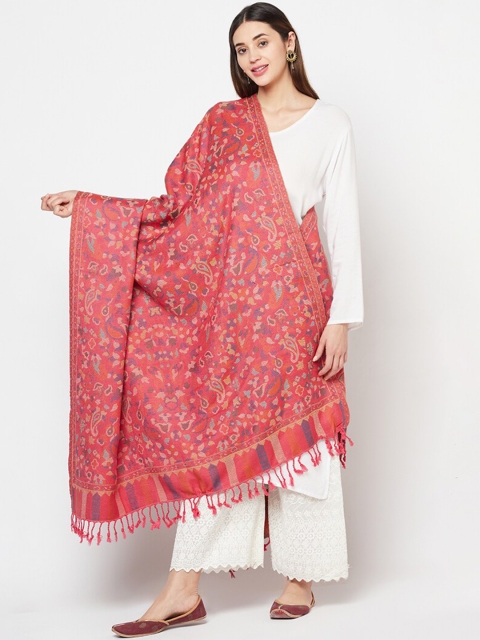 

Safaa Women Red & Blue Woven Design Shawl
