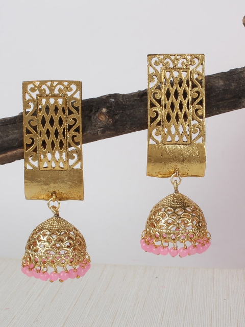 

Shining Diva Pink Contemporary Jhumkas Earrings
