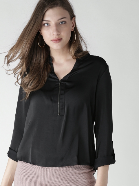 

FOREVER 21 Women Black Solid Top