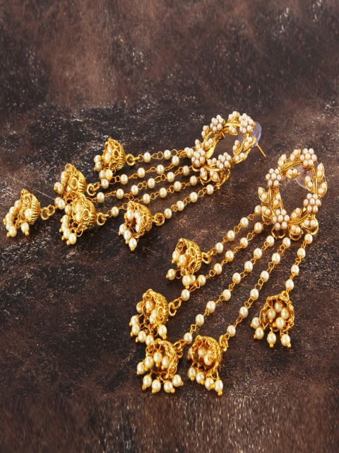 

Shining Diva Gold-Toned Floral Drop Earrings