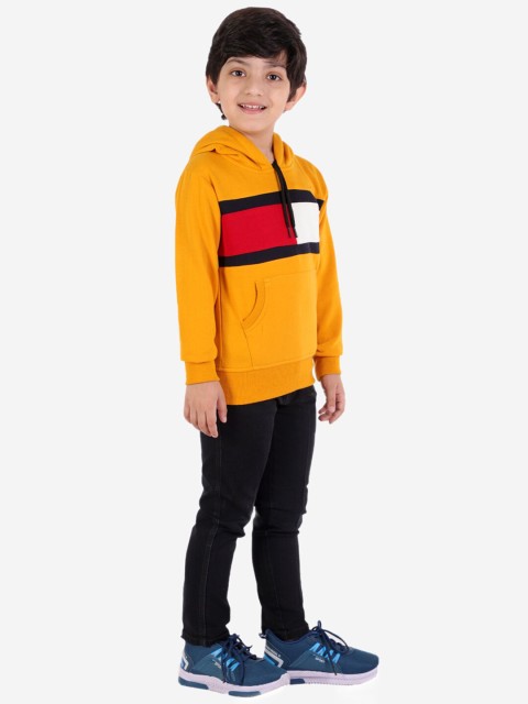 

ahhaaaa Boys Yellow Colourblocked Hooded Sweatshirt