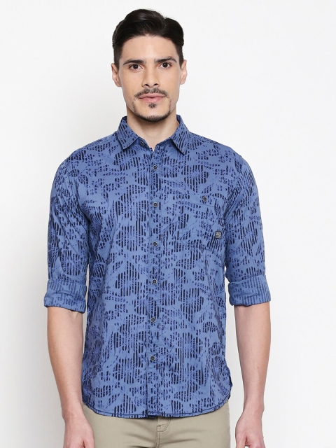 

Mufti Men Blue Slim Fit Printed Cotton Casual Shirt