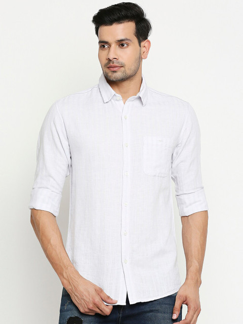 

Mufti Men Grey Slim Fit Grid Tattersall Checks Checked Casual Shirt