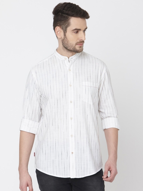 

Mufti Men Off White Slim Fit Striped Cotton Casual Shirt