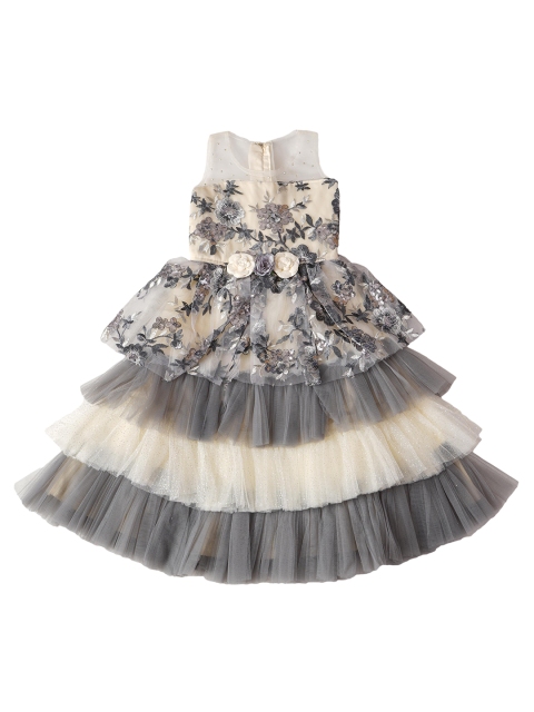 

Enfance Girls Grey Floral Net Dress