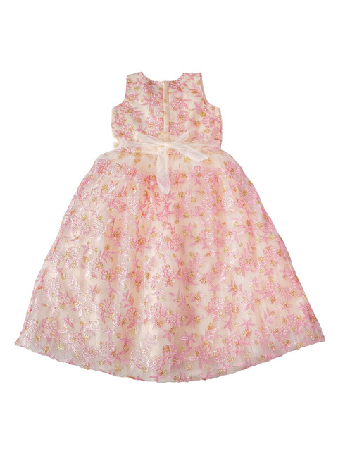 

Enfance Girls Pink Floral Net Fit and Flare Dress