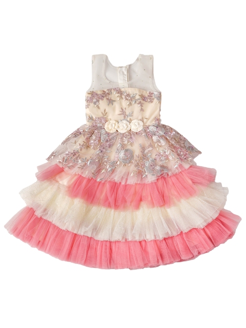 

Enfance Pink & Cream-Coloured Colourblocked Net Dress