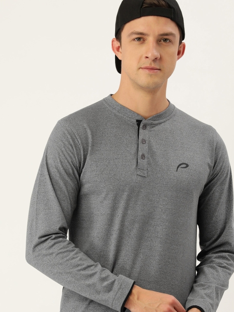

Proline Active Men Grey Printed Cotton Henley Neck T-shirt