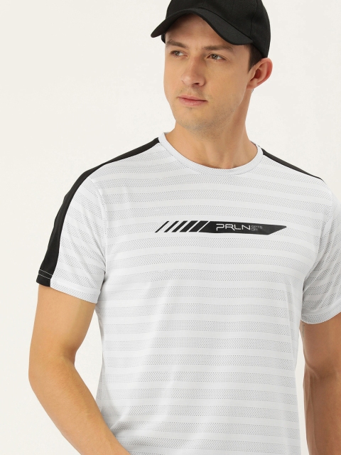 

Proline Active Men Off White & Black Striped Printed Casual T-shirt