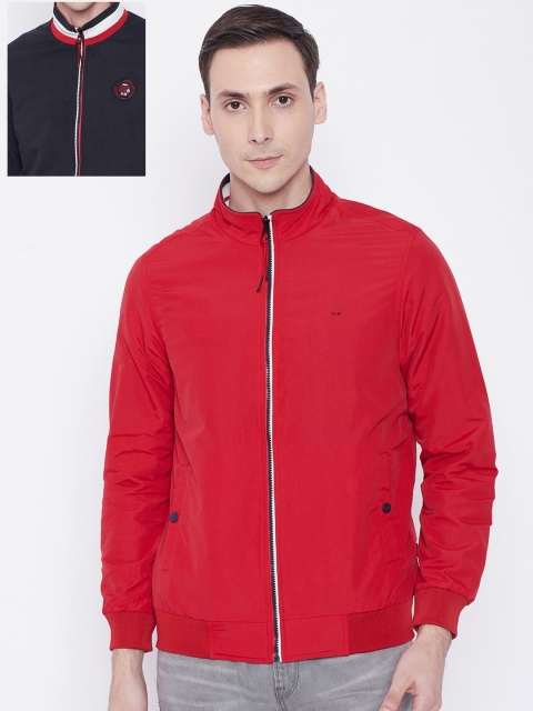 

Okane Men Red Navy Blue Reversible Bomber Jacket