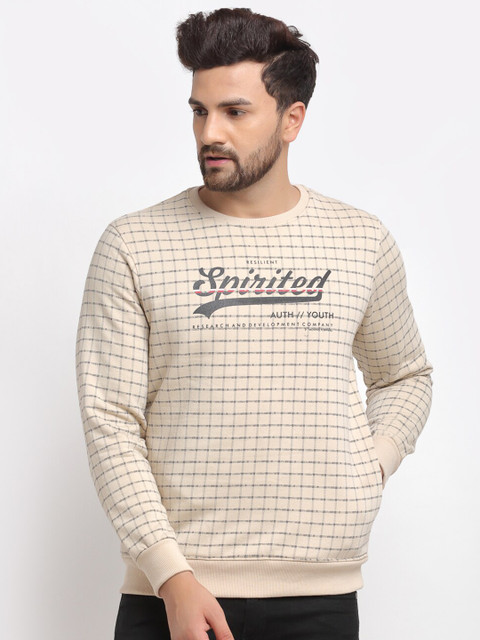 

VENITIAN Men Beige Checked Sweatshirt