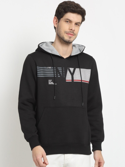 

VENITIAN Men Black Printed Hooded Sweatshirt