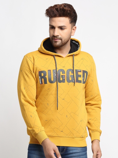 

VENITIAN Men Yellow Printed Hooded Sweatshirt