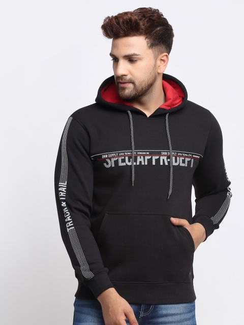 

VENITIAN Men Black Printed Hooded Sweatshirt