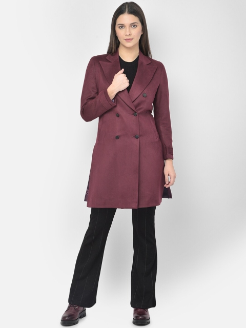 

AUDSTRO Women Maroon Solid Trench Coat
