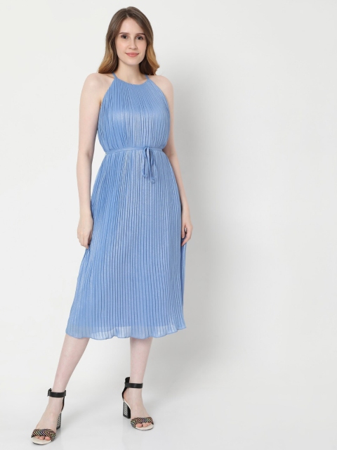 

Vero Moda Woman Blue Striped Midi Dress