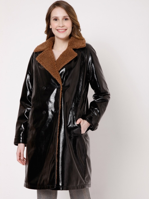 

Vero Moda Woman Black & Brown Solid Trench Coat