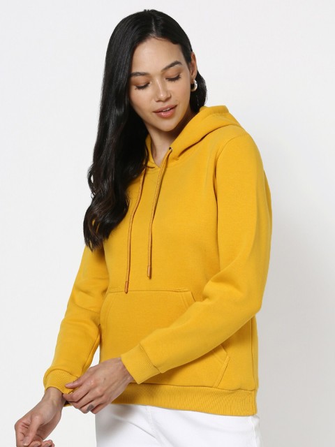 

Bewakoof Women Yellow Hooded Sweatshirt