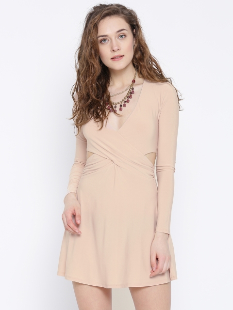 

FOREVER 21 Women Peach-Coloured Solid Dress