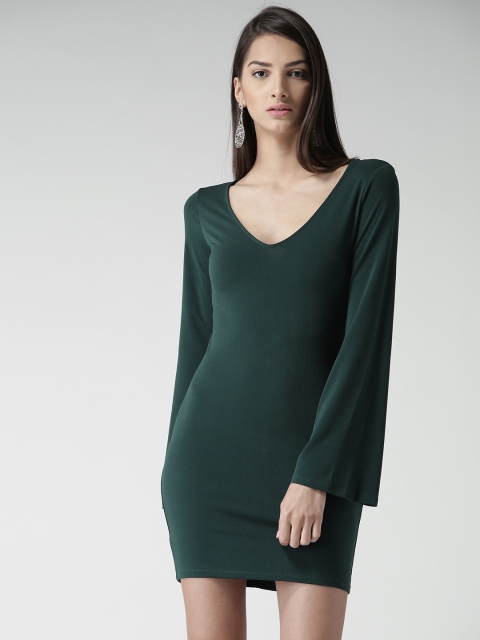 

FOREVER 21 Women Green Solid Sheath Dress