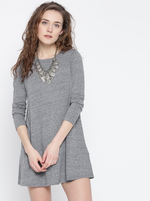 

FOREVER 21 Women Grey Melange Solid A-Line Dress